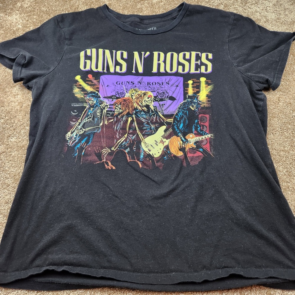 Guns N Roses Band T-Shirt XL Black Its So Easy Skeleton Graphic Double Sided